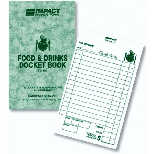 Food & Drink Docket Book in Quadruplicate Impact FD309
