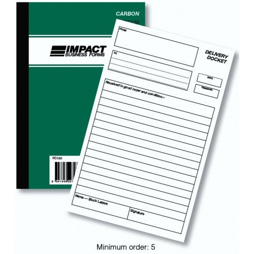 Pen Carbon Delivery Docket Book A5 in Duplicate PC130