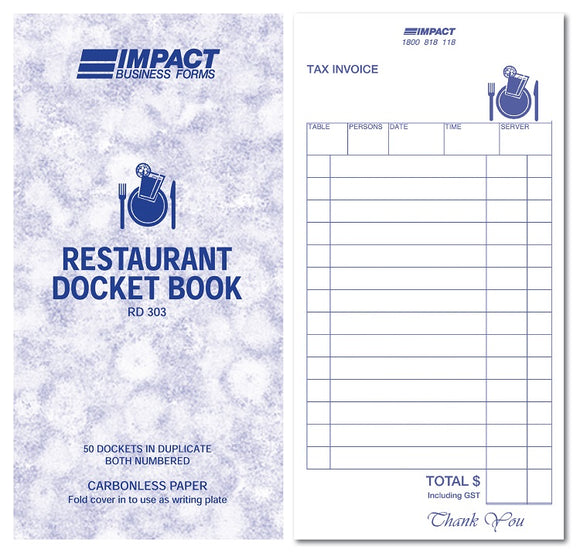 Restaurant Docket Book in Duplicate - Large RD303
