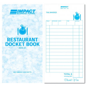 Restaurant Docket Book in Single Pages RDS31